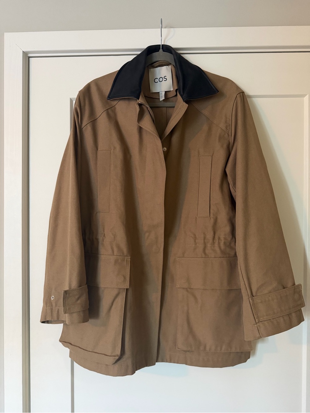 COS Viral Oversized Barn Jacket with Leather Collar! Never worn!